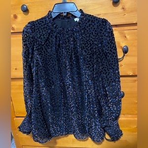 Shoshanna size L lined top. Black with velvet dots.